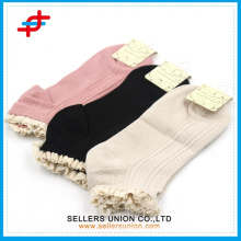 Señora Custom Bamboo Socks al por mayor / ajuste de encaje de color liso Lady Fancy Bamboo Socks